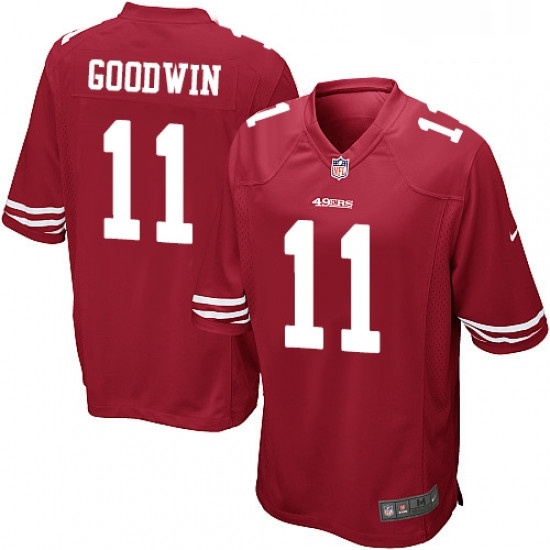 Mens Nike San Francisco 49ers 11 Marquise Goodwin Game Red Team Color NFL Jersey Mens Nike San Francisco 49ers 11 Marquise Goodwin Game Red Team Color NFL Jersey