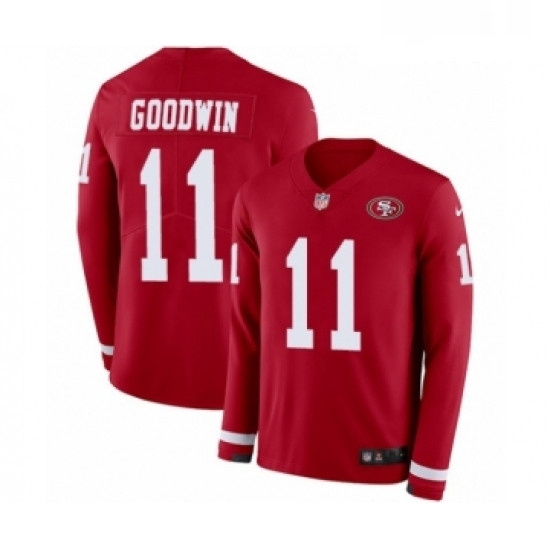 Mens Nike San Francisco 49ers 11 Marquise Goodwin Limited Red Therma Long Sleeve NFL Jersey Mens Nike San Francisco 49ers 11 Marquise Goodwin Limited Red Therma Long Sleeve NFL Jersey