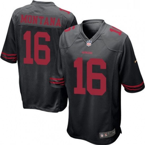 Mens Nike San Francisco 49ers 16 Joe Montana Game Black NFL Jersey Mens Nike San Francisco 49ers 16 Joe Montana Game Black NFL Jersey