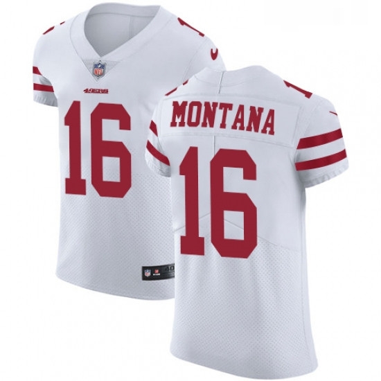 Mens Nike San Francisco 49ers 16 Joe Montana White Vapor Untouchable Elite Player NFL Jersey Mens Nike San Francisco 49ers 16 Joe Montana White Vapor Untouchable Elite Player NFL Jersey