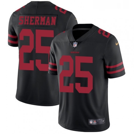 Mens Nike San Francisco 49ers 25 Richard Sherman Black Vapor Untouchable Limited Player NFL Jersey Mens Nike San Francisco 49ers 25 Richard Sherman Black Vapor Untouchable Limited Player NFL Jersey