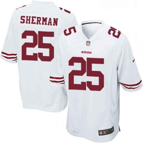 Mens Nike San Francisco 49ers 25 Richard Sherman Game White NFL Jersey Mens Nike San Francisco 49ers 25 Richard Sherman Game White NFL Jersey