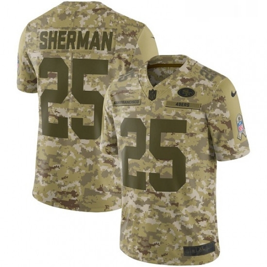 Mens Nike San Francisco 49ers 25 Richard Sherman Limited Camo 2018 Salute to Service NFL Jersey Mens Nike San Francisco 49ers 25 Richard Sherman Limited Camo 2018 Salute to Service NFL Jersey