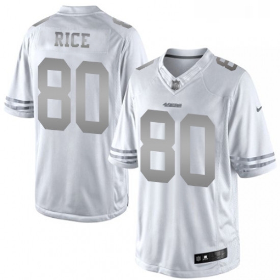 Mens Nike San Francisco 49ers 80 Jerry Rice Limited White Platinum NFL Jersey Mens Nike San Francisco 49ers 80 Jerry Rice Limited White Platinum NFL Jersey