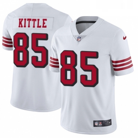 Mens Nike San Francisco 49ers 85 George Kittle Limited White Rush Vapor Untouchable NFL Jersey Mens Nike San Francisco 49ers 85 George Kittle Limited White Rush Vapor Untouchable NFL Jersey