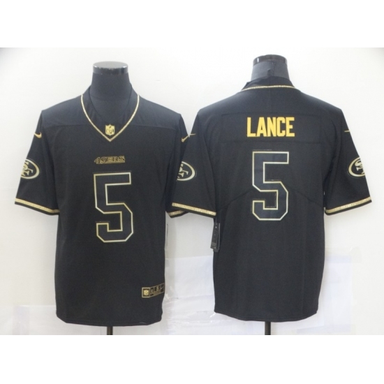 Men's San Francisco 49ers #5 Trey Lance Black Gold Nike Scarlet Player Limited Jersey Men's San Francisco 49ers #5 Trey Lance Black Gold Nike Scarlet Player Limited Jersey