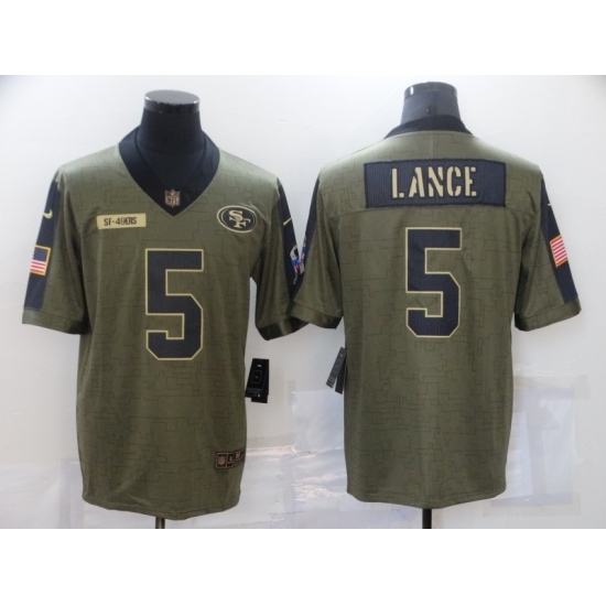 Men's San Francisco 49ers #5 Trey Lance Nike Olive 2021 Salute To Service Limited Player Jersey Men's San Francisco 49ers #5 Trey Lance Nike Olive 2021 Salute To Service Limited Player Jersey
