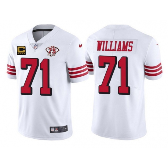 Men's San Francisco 49ers #71 Trent Williams White 75th Anniversary With C Patch Vapor Untouchable Limited Stitched Football Jersey Men's San Francisco 49ers #71 Trent Williams White 75th Anniversary With C Patch Vapor Untouchable Limited Stitched Football Jersey