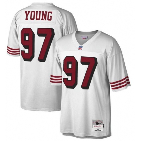 Men's San Francisco 49ers #97 Steve Young White Stitched NFL Throwback Jersey Men's San Francisco 49ers #97 Steve Young White Stitched NFL Throwback Jersey