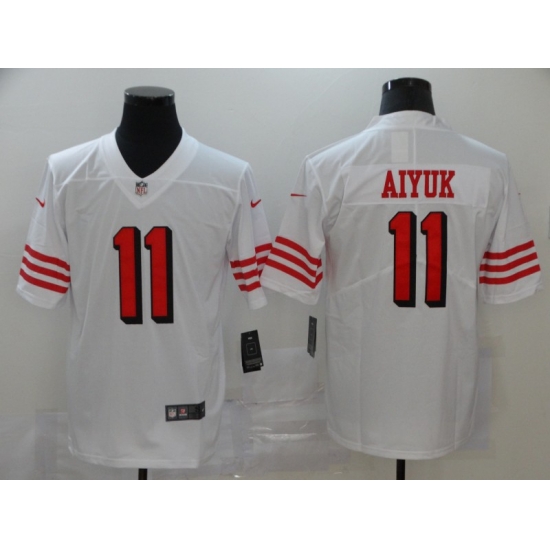 Men's San Francisco 49ers Brandon Aiyuk 11 White Nike Scarlet Player Limited Jersey Men's San Francisco 49ers Brandon Aiyuk 11 White Nike Scarlet Player Limited Jersey