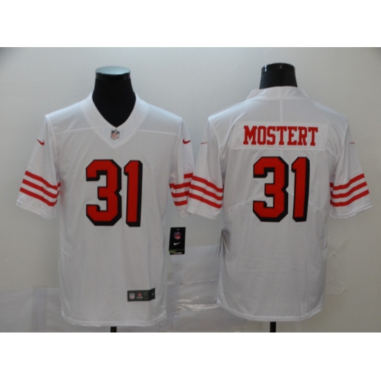 Men's San Francisco 49ers Raheem Mostert 31 White Nike Scarlet Player Limited Jersey Men's San Francisco 49ers Raheem Mostert 31 White Nike Scarlet Player Limited Jersey