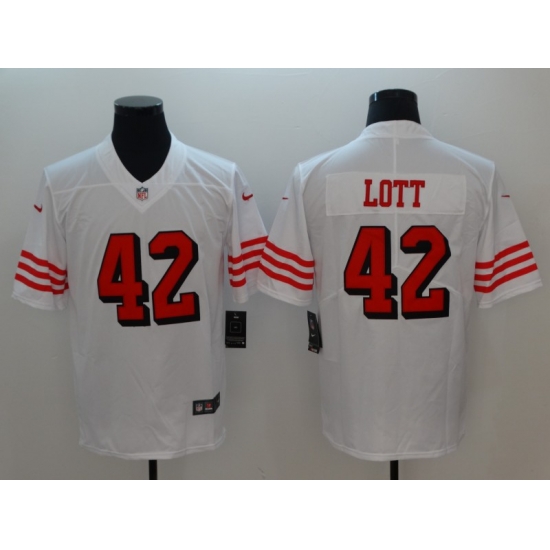 Men's San Francisco 49ers Ronnie Lott 42 White Nike Scarlet Player Limited Jersey Men's San Francisco 49ers Ronnie Lott 42 White Nike Scarlet Player Limited Jersey