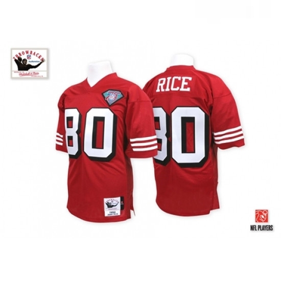 Mitchell And Ness San Francisco 49ers 80 Jerry Rice Authentic Red Team Color 75TH Patch 1994 Throwback NFL Jersey Mitchell And Ness San Francisco 49ers 80 Jerry Rice Authentic Red Team Color 75TH Patch 1994 Throwback NFL Jersey