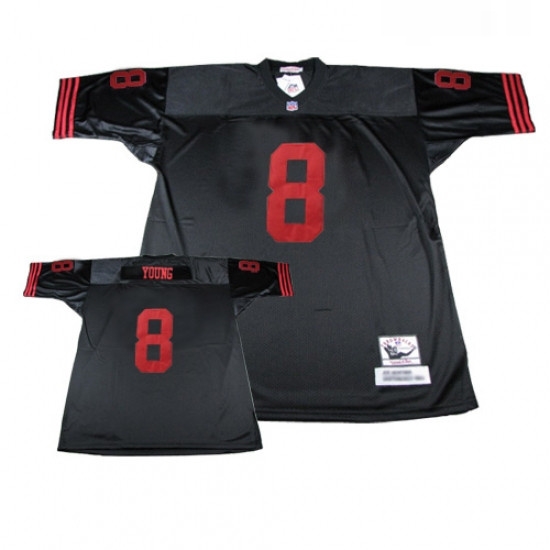 Mitchell and Ness San Francisco 49ers 8 Steve Young Authentic Black Throwback NFL Jersey Mitchell and Ness San Francisco 49ers 8 Steve Young Authentic Black Throwback NFL Jersey