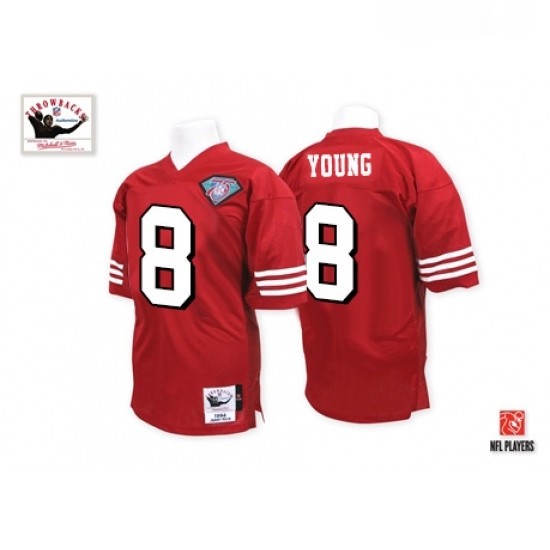 Mitchell and Ness San Francisco 49ers 8 Steve Young Red Team Color 75TH Premier EQT Throwback NFL Jersey Mitchell and Ness San Francisco 49ers 8 Steve Young Red Team Color 75TH Premier EQT Throwback NFL Jersey