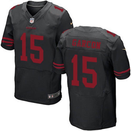 Nike 49ers #15 Pierre Garcon Black Alternate Mens Stitched NFL Elite Jersey Nike 49ers #15 Pierre Garcon Black Alternate Mens Stitched NFL Elite Jersey
