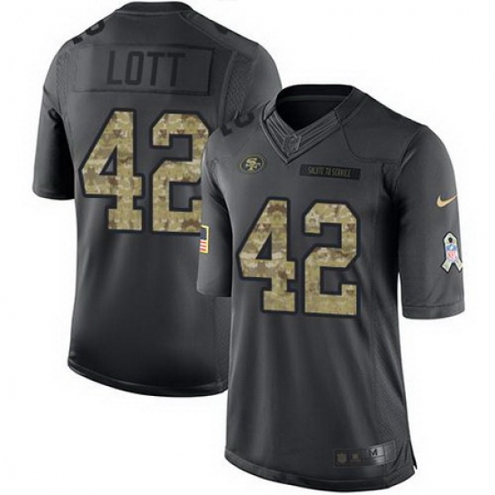 Nike 49ers #42 Ronnie Lott Black Mens Stitched NFL Limited 2016 Salute to Service Jersey Nike 49ers #42 Ronnie Lott Black Mens Stitched NFL Limited 2016 Salute to Service Jersey
