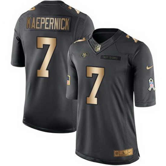 Nike 49ers #7 Colin Kaepernick Black Mens Stitched NFL Limited Gold Salute To Service Jersey Nike 49ers #7 Colin Kaepernick Black Mens Stitched NFL Limited Gold Salute To Service Jersey