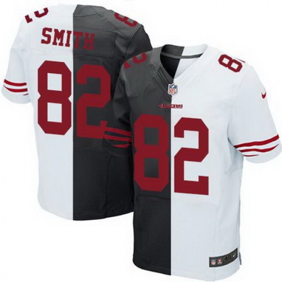 Nike 49ers #82 Torrey Smith Black White Mens Stitched NFL Elite Split Jersey Nike 49ers #82 Torrey Smith Black White Mens Stitched NFL Elite Split Jersey