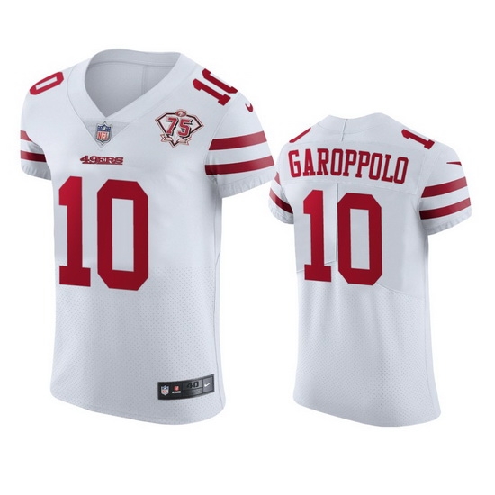 Nike San Francisco 49ers 10 Jimmy Garoppolo White Men 75th Anniversary Stitched NFL Vapor Untouchable Elite Jersey Nike San Francisco 49ers 10 Jimmy Garoppolo White Men 75th Anniversary Stitched NFL Vapor Untouchable Elite Jersey