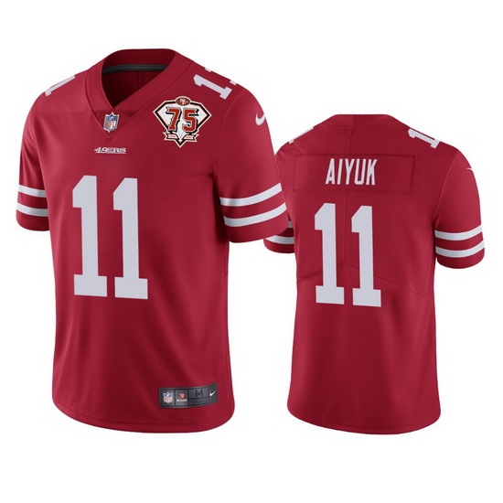 Nike San Francisco 49ers 11 Brandon Aiyuk Red Men 75th Anniversary Stitched NFL Vapor Untouchable Limited Jersey Nike San Francisco 49ers 11 Brandon Aiyuk Red Men 75th Anniversary Stitched NFL Vapor Untouchable Limited Jersey