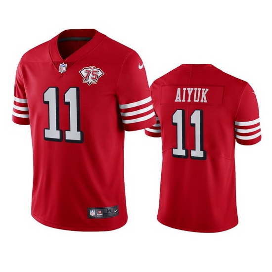 Nike San Francisco 49ers 11 Brandon Aiyuk Red Rush Men 75th Anniversary Stitched NFL Vapor Untouchable Limited Jersey Nike San Francisco 49ers 11 Brandon Aiyuk Red Rush Men 75th Anniversary Stitched NFL Vapor Untouchable Limited Jersey