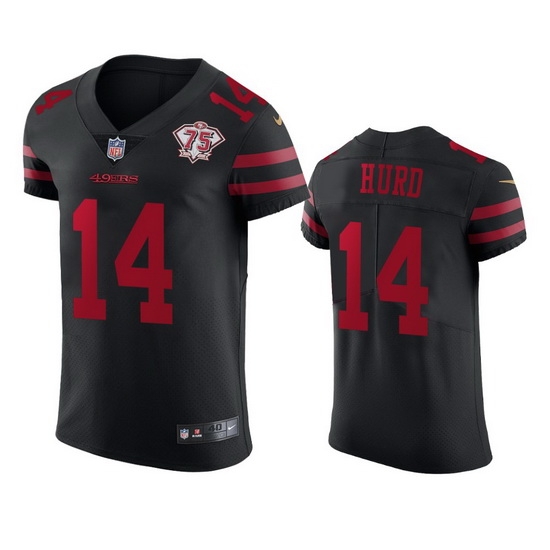 Nike San Francisco 49ers 14 Jalen Hurd Black Alternate Men 75th Anniversary Stitched NFL Vapor Untouchable Elite Jersey Nike San Francisco 49ers 14 Jalen Hurd Black Alternate Men 75th Anniversary Stitched NFL Vapor Untouchable Elite Jersey