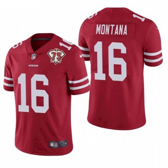 Nike San Francisco 49ers 16 Joe Montana Red 75th Anniversary Vapor Untouchable Limited Jersey Nike San Francisco 49ers 16 Joe Montana Red 75th Anniversary Vapor Untouchable Limited Jersey