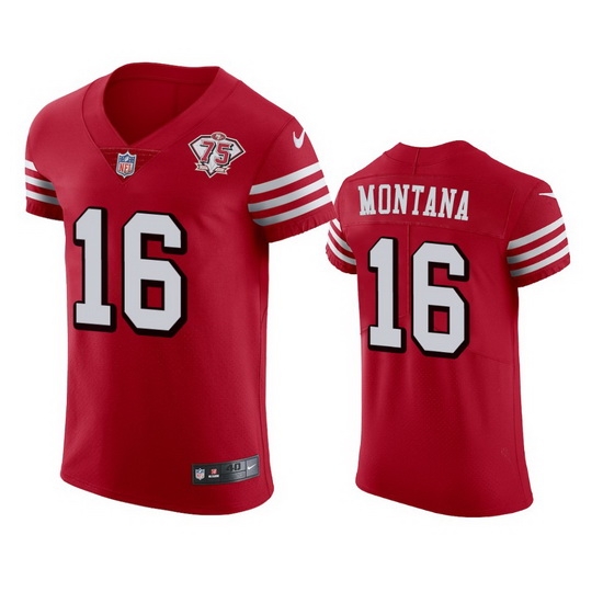 Nike San Francisco 49ers 16 Joe Montana Red Rush Men 75th Anniversary Stitched NFL Vapor Untouchable Elite Jersey Nike San Francisco 49ers 16 Joe Montana Red Rush Men 75th Anniversary Stitched NFL Vapor Untouchable Elite Jersey