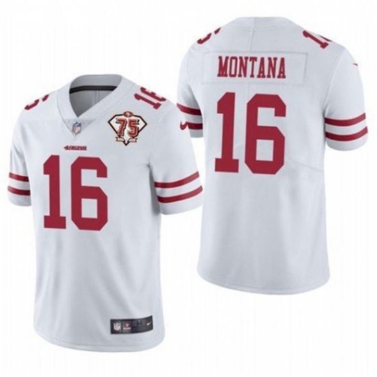 Nike San Francisco 49ers 16 Joe Montana White 75th Anniversary Vapor Untouchable Limited Jersey Nike San Francisco 49ers 16 Joe Montana White 75th Anniversary Vapor Untouchable Limited Jersey