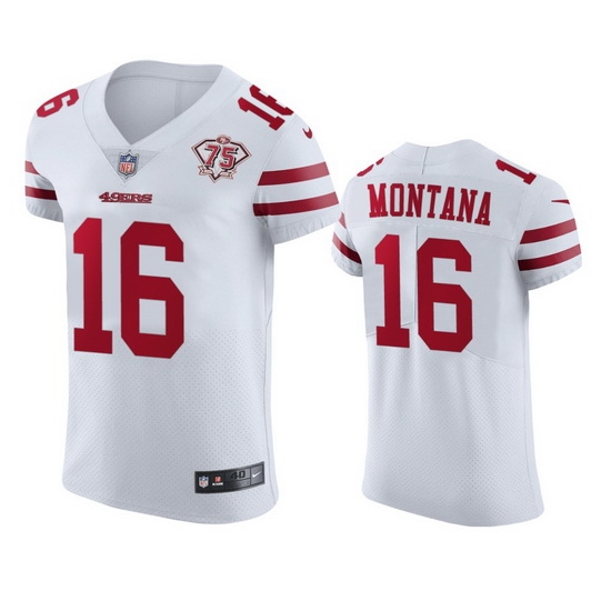 Nike San Francisco 49ers 16 Joe Montana White Men 75th Anniversary Stitched NFL Vapor Untouchable Elite Jersey Nike San Francisco 49ers 16 Joe Montana White Men 75th Anniversary Stitched NFL Vapor Untouchable Elite Jersey