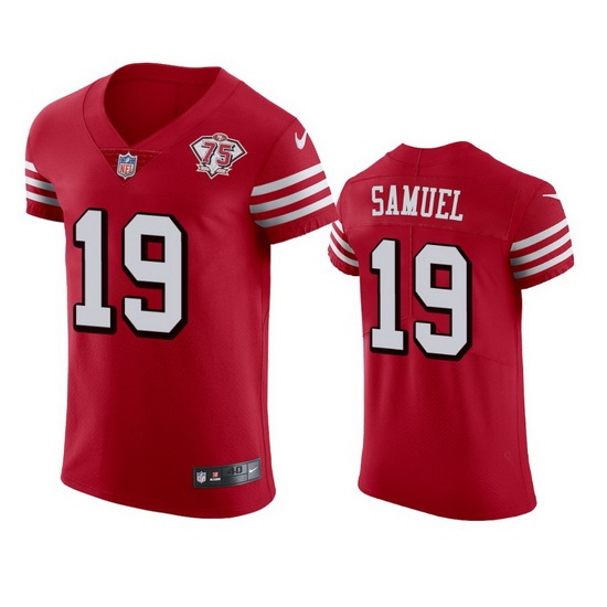 Nike San Francisco 49ers 19 Deebo Samuel Red Rush Men 75th Anniversary Stitched NFL Vapor Untouchable Elite Jersey Nike San Francisco 49ers 19 Deebo Samuel Red Rush Men 75th Anniversary Stitched NFL Vapor Untouchable Elite Jersey