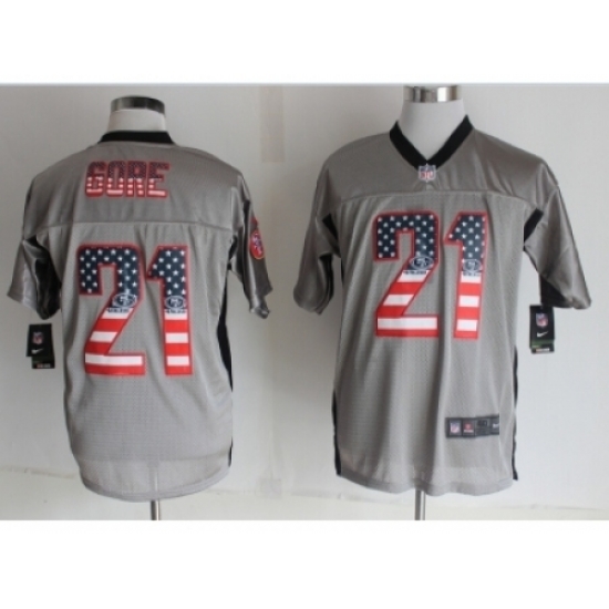 Nike San Francisco 49ers 21 Frank Gore Grey Elite USA Flag Fashion Shadow NFL Jersey Nike San Francisco 49ers 21 Frank Gore Grey Elite USA Flag Fashion Shadow NFL Jersey