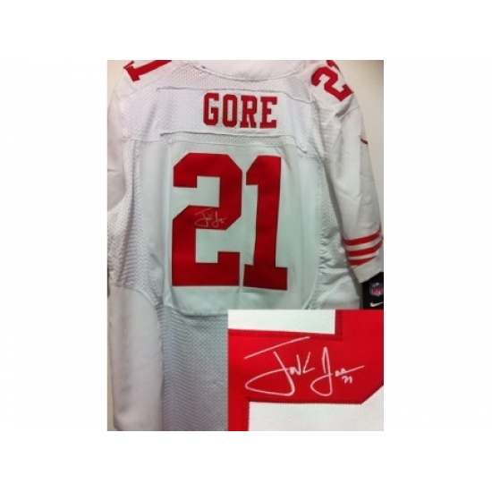 Nike San Francisco 49ers 21 Frank Gore White Elite Signed NFL Jersey Nike San Francisco 49ers 21 Frank Gore White Elite Signed NFL Jersey