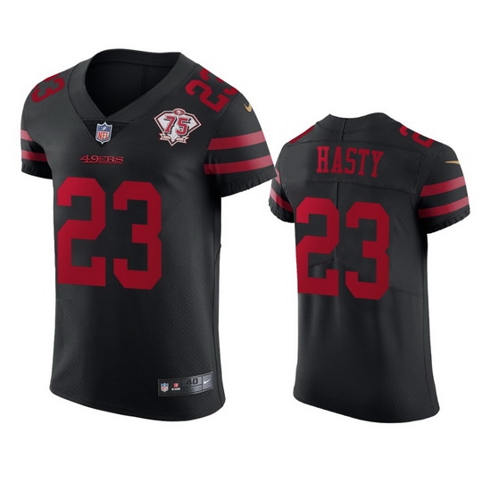 Nike San Francisco 49ers 23 Jamycal Hasty Black Alternate Men 75th Anniversary Stitched NFL Vapor Untouchable Elite Jersey Nike San Francisco 49ers 23 Jamycal Hasty Black Alternate Men 75th Anniversary Stitched NFL Vapor Untouchable Elite Jersey
