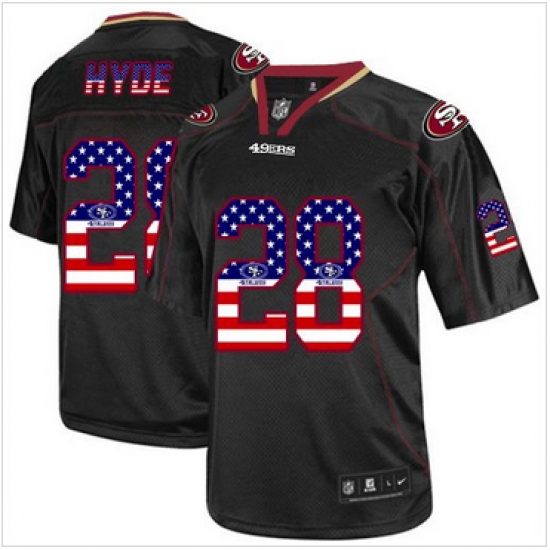 Nike San Francisco 49ers #28 Carlos Hyde Black Mens NFL Elite USA Flag Fashion Jersey Nike San Francisco 49ers #28 Carlos Hyde Black Mens NFL Elite USA Flag Fashion Jersey