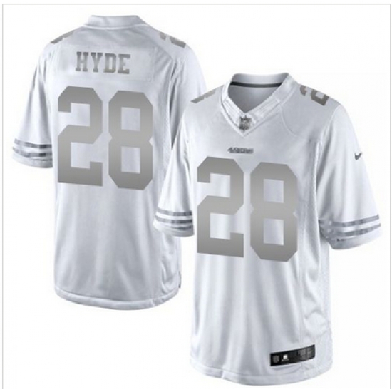 Nike San Francisco 49ers #28 Carlos Hyde White Mens Stitched NFL Limited Platinum Jersey Nike San Francisco 49ers #28 Carlos Hyde White Mens Stitched NFL Limited Platinum Jersey