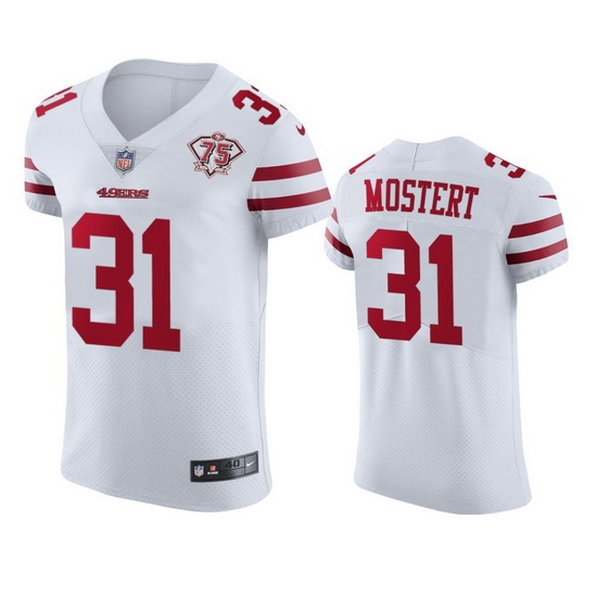Nike San Francisco 49ers 31 Raheem Mostert White Men 75th Anniversary Stitched NFL Vapor Untouchable Elite Jersey Nike San Francisco 49ers 31 Raheem Mostert White Men 75th Anniversary Stitched NFL Vapor Untouchable Elite Jersey