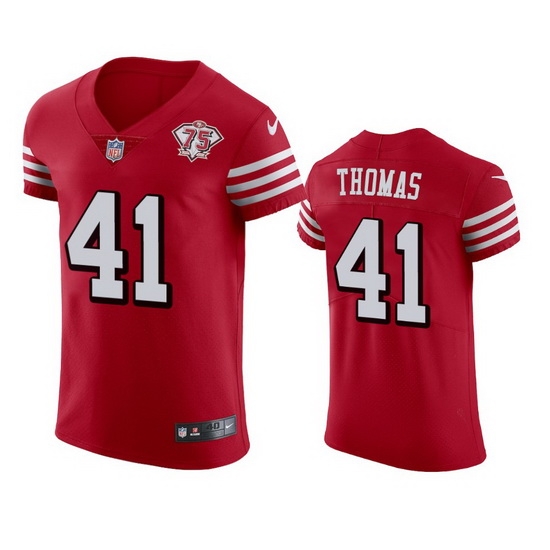 Nike San Francisco 49ers 41 Ambry Thomas Red Rush Men 75th Anniversary Stitched NFL Vapor Untouchable Elite Jersey Nike San Francisco 49ers 41 Ambry Thomas Red Rush Men 75th Anniversary Stitched NFL Vapor Untouchable Elite Jersey