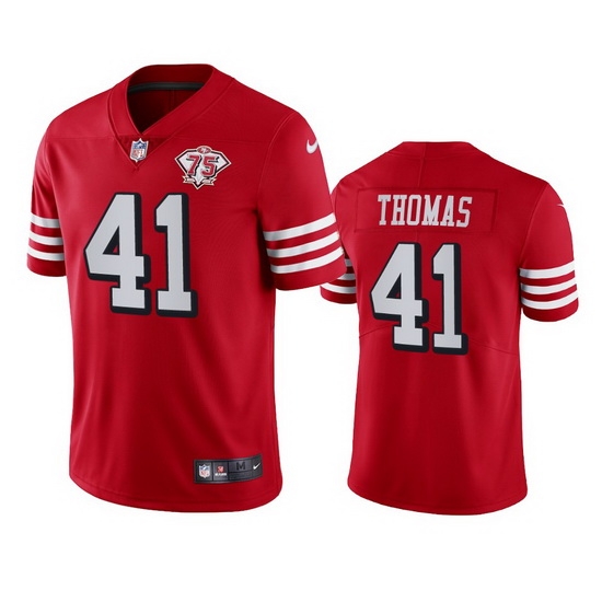 Nike San Francisco 49ers 41 Ambry Thomas Red Rush Men 75th Anniversary Stitched NFL Vapor Untouchable Limited Jersey Nike San Francisco 49ers 41 Ambry Thomas Red Rush Men 75th Anniversary Stitched NFL Vapor Untouchable Limited Jersey