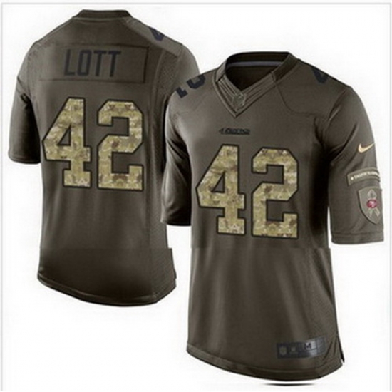 Nike San Francisco 49ers #42 Ronnie Lott Green Mens Stitched NFL Limited Salute to Service Jersey Nike San Francisco 49ers #42 Ronnie Lott Green Mens Stitched NFL Limited Salute to Service Jersey