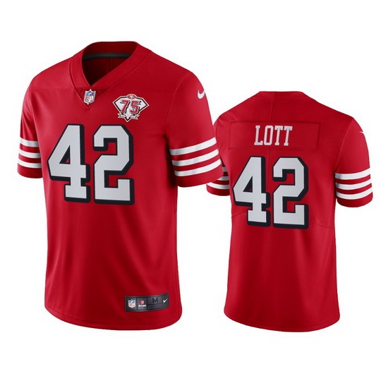 Nike San Francisco 49ers 42 Ronnie Lott Red Rush Men 75th Anniversary Stitched NFL Vapor Untouchable Limited Jersey Nike San Francisco 49ers 42 Ronnie Lott Red Rush Men 75th Anniversary Stitched NFL Vapor Untouchable Limited Jersey