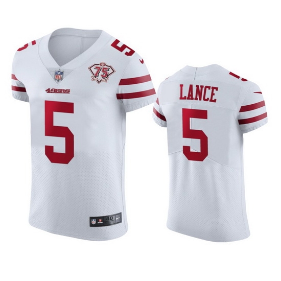 Nike San Francisco 49ers 5 Trey Lance White Men 75th Anniversary Stitched NFL Vapor Untouchable Elite Jersey Nike San Francisco 49ers 5 Trey Lance White Men 75th Anniversary Stitched NFL Vapor Untouchable Elite Jersey