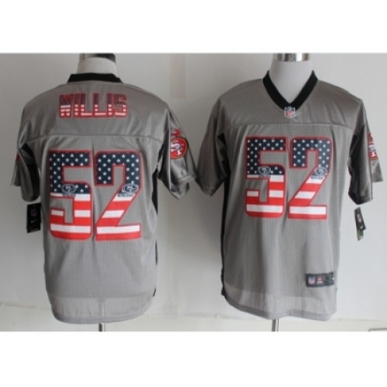 Nike San Francisco 49ers 52 Patrick Willis Grey Elite USA Flag Fashion Shadow NFL Jersey
