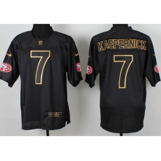 Nike San Francisco 49ers 7 Colin Kaepernick Black PRO Gold Lettering Fashion NFL Jersey Nike San Francisco 49ers 7 Colin Kaepernick Black PRO Gold Lettering Fashion NFL Jersey