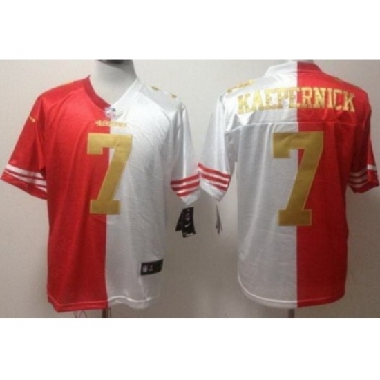 Nike San Francisco 49ers 7 Colin Kaepernick Red White Elite Split Gold Number NFL Jersey Nike San Francisco 49ers 7 Colin Kaepernick Red White Elite Split Gold Number NFL Jersey