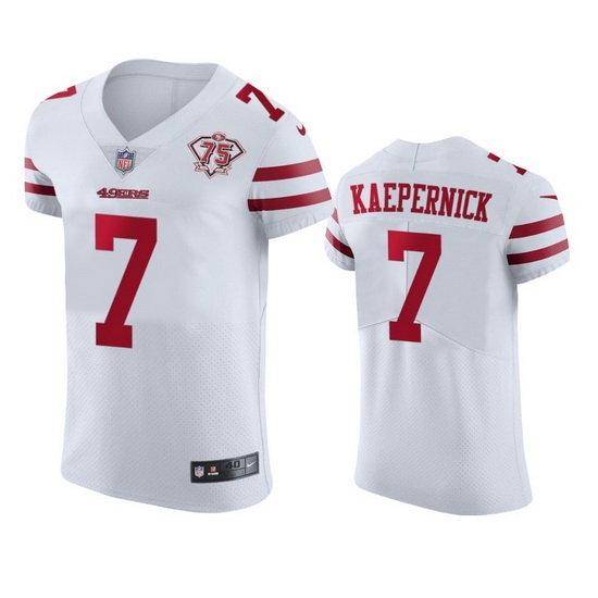Nike San Francisco 49ers 7 Colin Kaepernick White Men 75th Anniversary Stitched NFL Vapor Untouchable Elite Jersey Nike San Francisco 49ers 7 Colin Kaepernick White Men 75th Anniversary Stitched NFL Vapor Untouchable Elite Jersey