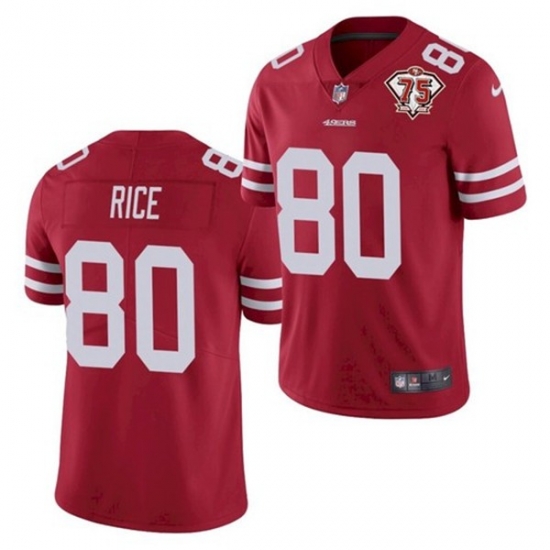 Nike San Francisco 49ers 80 Jerry Rice Red 75th Anniversary Vapor Untouchable Limited Jersey Nike San Francisco 49ers 80 Jerry Rice Red 75th Anniversary Vapor Untouchable Limited Jersey