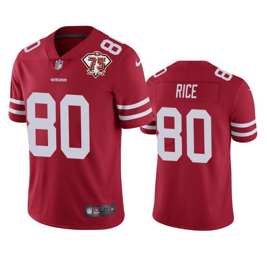 Nike San Francisco 49ers 80 Jerry Rice Red Men 75th Anniversary Stitched NFL Vapor Untouchable Limited Jersey Nike San Francisco 49ers 80 Jerry Rice Red Men 75th Anniversary Stitched NFL Vapor Untouchable Limited Jersey