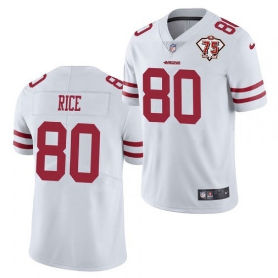 Nike San Francisco 49ers 80 Jerry Rice White 75th Anniversary Vapor Untouchable Limited Jersey Nike San Francisco 49ers 80 Jerry Rice White 75th Anniversary Vapor Untouchable Limited Jersey